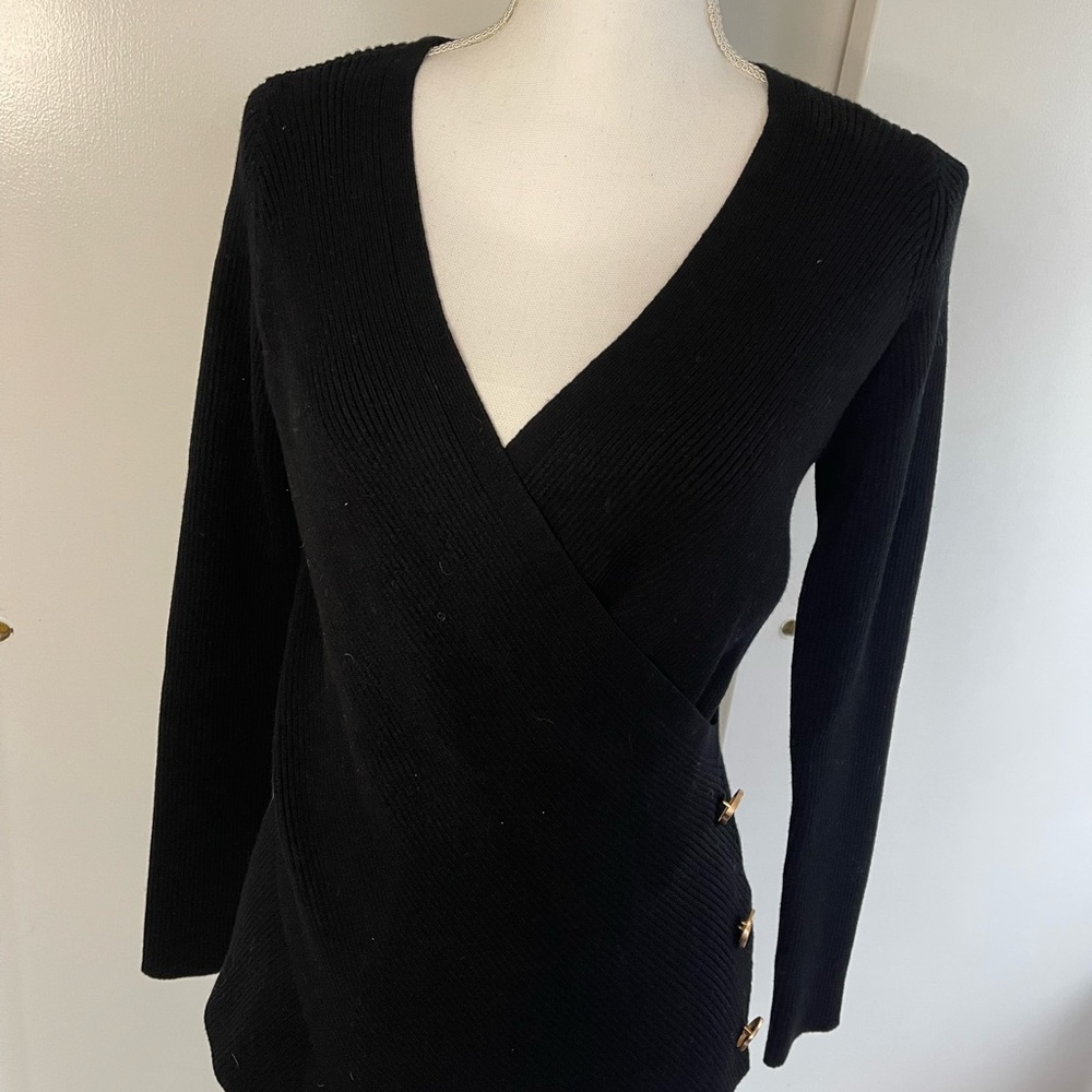 Milly cross front sweater BLACK